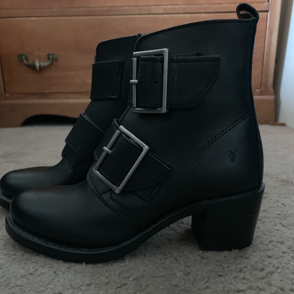 Frye “Sabrina double buckle”